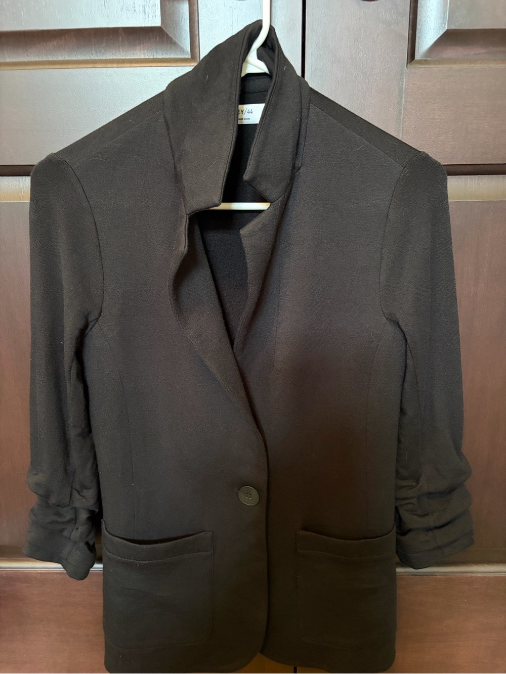 Bailey 44 Black Single-Button Blazer with Stand Collar